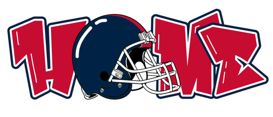 home - Navy blue and red  football player helmet, sport vector graphics, hockey, for street art - graffiti lettering typography - art illustration - multicolor - writen  © roberta