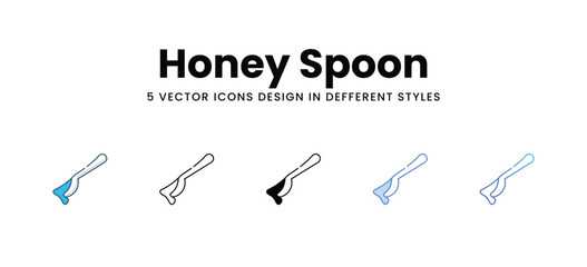 Honey Spoon icons in different style vector stock illustration