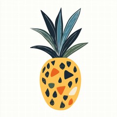 Obraz premium Brightly colored pineapple illustration showcasing unique foliage on a light background. Generative AI