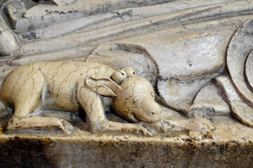 Lisbon cathedral or The Cathedral of Saint Mary Major.  Chapel of Saint Cosma and Saint Damien and the 14th century tombs.  Lisbon. Portugal.