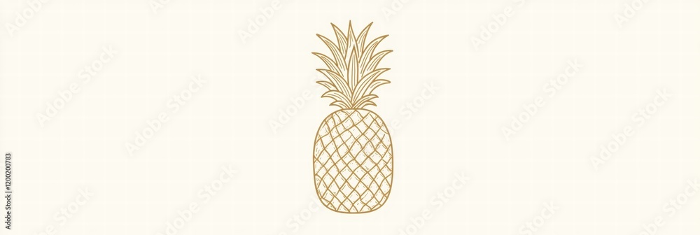 Leinwandbilder pineapple illustration in simple design with minimalist style on neutral background. generative ai