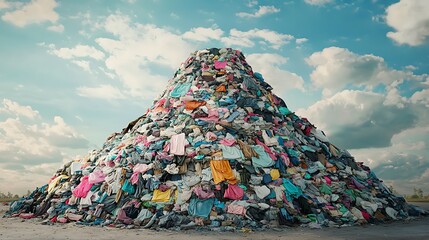 Mountain discarded clothes textile waste