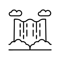 waterfall icon, waterfall line art - simple line art of waterfall, perfect for waterfall logos and icons and themed design 
