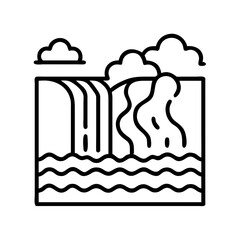 waterfall icon, waterfall line art - simple line art of waterfall, perfect for waterfall logos and icons and themed design 