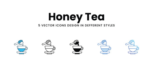 Honey Tea icons in different style vector stock illustration