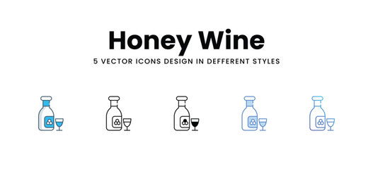 Honey Wine icons in different style vector stock illustration