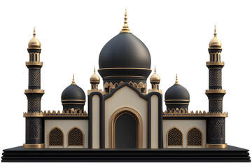 Obraz premium intricate mosque with domes and minarets in traditional islamic architecture isolated png transparent background