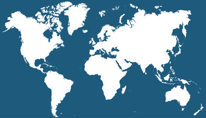 Obraz premium World map. Blue modern vector map. Silhouette map