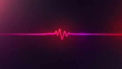 Neon Pink Illuminated EKG Heartbeat Line on a Dark Gradient Background with Copy Space