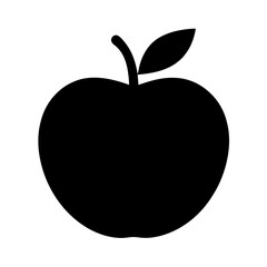 Apple Silhouette Vector Art Illustration - Black Color Apple Artwork Design