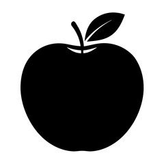 Apple Silhouette Vector Art Illustration - Black Color Apple Artwork Design