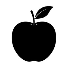 Apple Silhouette Vector Art Illustration - Black Color Apple Artwork Design