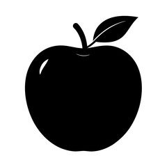 Apple Silhouette Vector Art Illustration - Black Color Apple Artwork Design