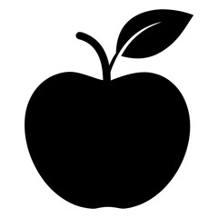 Apple Silhouette Vector Art Illustration - Black Color Apple Artwork Design