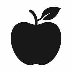Apple Silhouette Vector Art Illustration - Black Color Apple Artwork Design