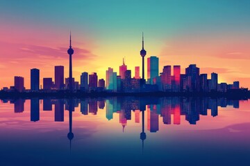 Fototapeta premium City skyline wallpaper, Generative AI