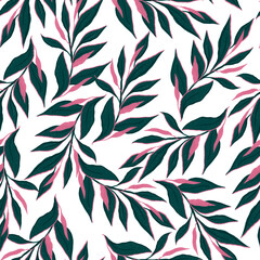 seamless abstract pattern with floral leaves. Surface design for fabric, paper, wallpaper, textiles, packaging, bed linen design, tablecloths, kitchen textiles, print, botanical patterns for decoratio