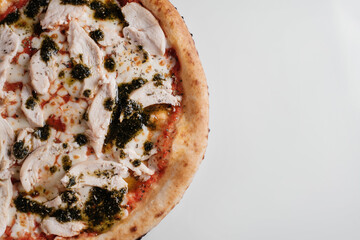 Italian pizza with chicken and sauce