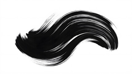 Black ink paint brush stroke isolated on white background
