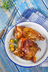 Chicken quarters baked.