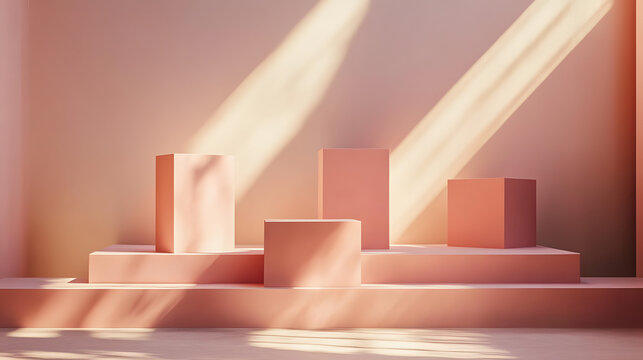 A 3D render of a pink podium, perfect for showcasing products or creating mockups. Ideal for themes of design, presentation, and marketing