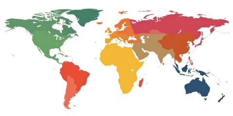 the world map is colored in different colors