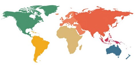 the world map is shown in different colors