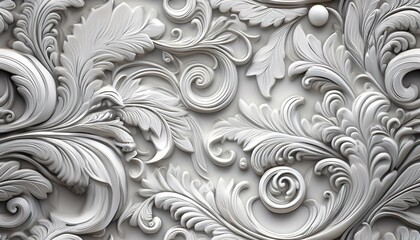 Obraz premium Fondo de pantalla con patrón floral ornamental. Color blanco