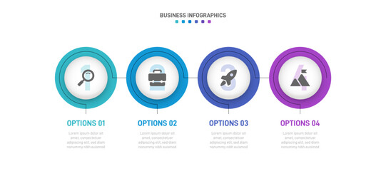 Horizontal progress bar featuring 4 arrow-shaped elements, symbolizing the four stages of business strategy and progression. Clean timeline infographic design template. Vector for presentation