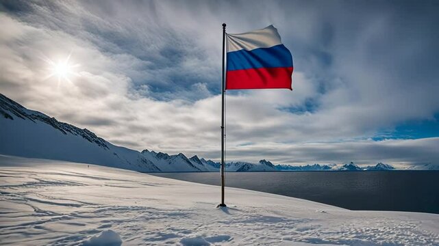 Russian flag in the arctic.