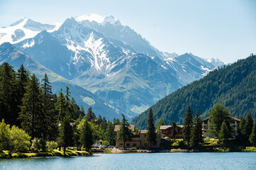 Lake Champex near the beautiful Mont Blanc Massif, Alps, Switzerland
