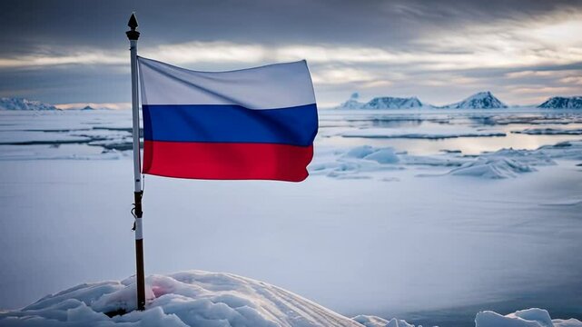 Russian flag in the arctic.