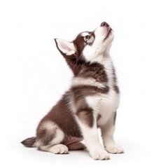 Adorable Purebred Husky Puppy Isolated on a White Studio Background