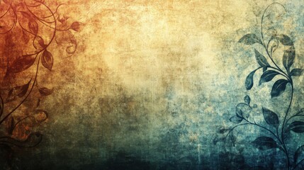 Vintage Floral Design on Grunge Texture