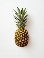 Fresh pineapple resting on a light background, showcasing vibrant colors and intricate texture details of the fruit. Generative AI