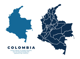 Colombia political map and simple flat vector illustration