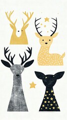  A deer drawing with stars on its antlers