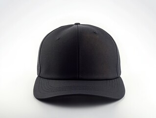 Stylish Black Snap Back Cap: Flat Mockup Displayed on Clean Isolated White Background