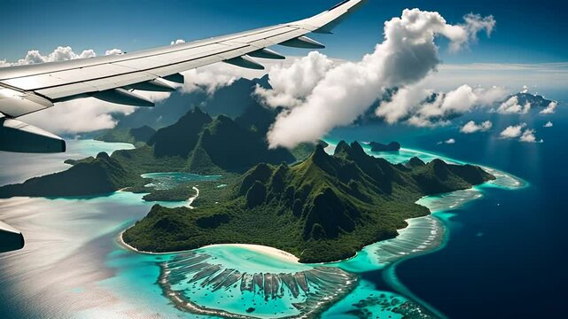 Plane in Bora Bora. Vacation.