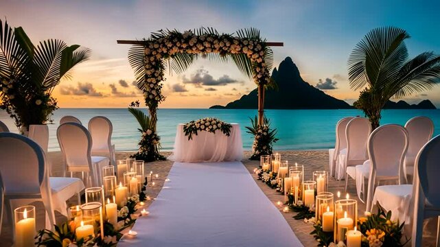 Wedding in Bora Bora. Wedding ceremony on the island.