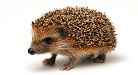 Obraz premium Charming African Hedgehog with Brown Fur Showcasing Curiosity on a Bright White Backdrop