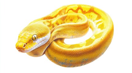 Fototapeta premium Serpent on Clean White Canvas. Captivating Isolated Reptile Showcasing Nature's Wild Beauty