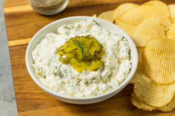 Creamy Pickle Dip with Mayo for an Appetizer