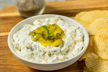 Creamy Pickle Dip with Mayo for an Appetizer