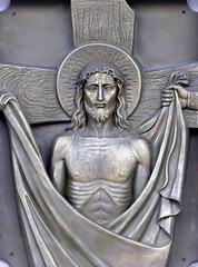 Basilica of Our Lady of La Vang. Way of the cross. 10th Station: Jesus clothes are taken away.  Vietnam.