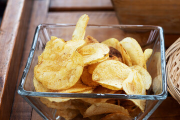 A bowl of potato chips