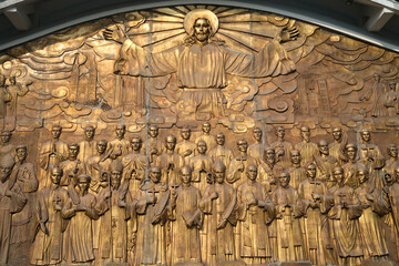 Basilica of Our Lady of La Vang. Vietnamese priests and bishops with Jesus.  Vietnam.