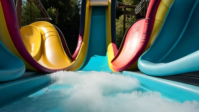 Water slide in a water park.