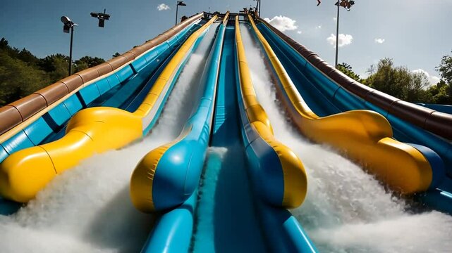 Water slide in a water park.
