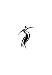 Obraz premium Abstract Female Silhouette in Flowing Motion with Artistic Lines in Black and White Vector Illustration
